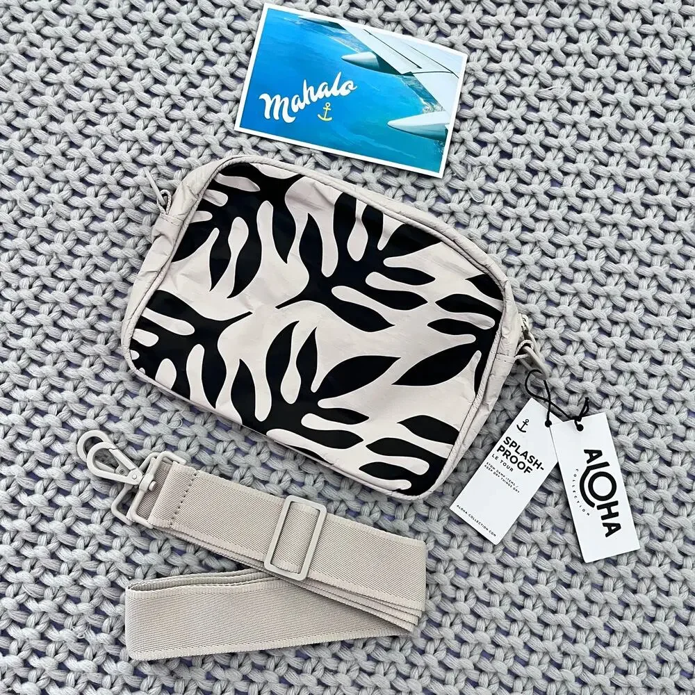Aloha Collection• LE TOUR OLA Cross Body Bag Purse Black On Sandstone - Picture 9 of 12